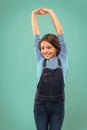 Child psychology and development. Happy winner. Celebrate victory or achievement. Successful happy kid. Achieve success Royalty Free Stock Photo