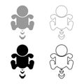 Child puffing set icon grey black color vector illustration image solid fill outline contour line thin flat style