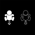 Child puffing set icon white color vector illustration image solid fill outline contour line thin flat style