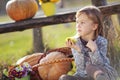 Child with pumpkins Royalty Free Stock Photo