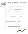 Maze. Find path for bird to worm. Royalty Free Stock Photo