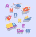 Child puzzle with different type transport. Children cute object. Vector illustration concept Royalty Free Stock Photo