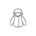 Child rain coat hand drawn outline doodle icon.