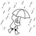 Child in the rain drawing Royalty Free Stock Photo