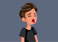 Disgusted Little Boy Sticking Tongue Out Vector Cartoon Royalty Free Stock Photo