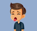 Disgusted Little Boy Sticking Tongue Out Vector Cartoon Royalty Free Stock Photo