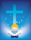 Child reading bible Royalty Free Stock Photo