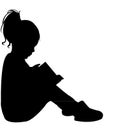 Child reading the book, silhouette vector