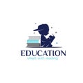 Child reading logo designs simple for education logo