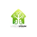 Child is reading under the tree, Tree logo and house design