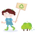 Child with recycle sign