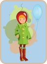 Child in red hat with a balloon Royalty Free Stock Photo