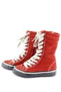 Child red sneakers Royalty Free Stock Photo