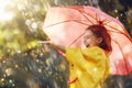 Child with red umbrella