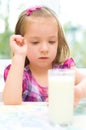 Child refuses to drink milk Royalty Free Stock Photo