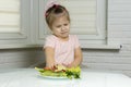 The child refuses vegetables Royalty Free Stock Photo