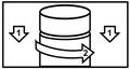 Child resistant pill cap with the instruction of push down and turn to open.Vector icon. Childproof packaging is used to reduce