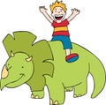 Child rides a dinosaur Royalty Free Stock Photo