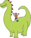 Child rides a dinosaur Royalty Free Stock Photo