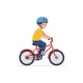 Child riding a bicycle in a flat style vector illustration showcasing joyful movement and playful energy Royalty Free Stock Photo
