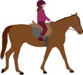 Child riding a horse,color illustration