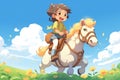 a child riding a pony on a sunny day Royalty Free Stock Photo