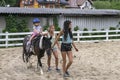 Child riding pony Royalty Free Stock Photo