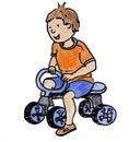 Child riding tricycles.