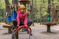 Child on the ropes develop climbing skills and remove the fear of heights