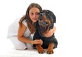 Child and rottweiler Royalty Free Stock Photo