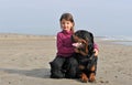 Child and rottweiler Royalty Free Stock Photo