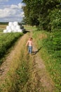 Child running field Royalty Free Stock Photo