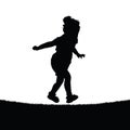 Child runs in the park silhouette
