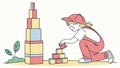 Child\'s Creative Corner: Stacking Blocks into a Tower, vector design Generative AI Royalty Free Stock Photo