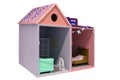A Child`s doll house with furniture on a white background Royalty Free Stock Photo
