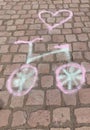 ChildÃÂ´s drawing of a bike on the floor