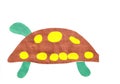 Child`s drawing colorful turtle