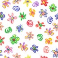 Child`s drawing of flowers.