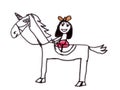 Child`s drawing of a girl riding a horse Royalty Free Stock Photo