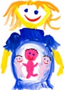 Child's drawing. pregnant woman