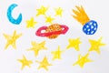 Child`s felt pen drawing - Planets, comets and stars in Space