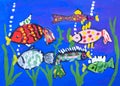 Child's gouache picture of the sea bottom