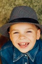 Child's happy face . Portrait of a Cute Kid. little boy with sh Royalty Free Stock Photo