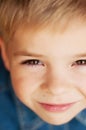 Child's happy face . Portrait of a Cute Kid. little boy with sh Royalty Free Stock Photo