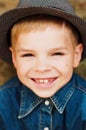 Child's happy face . Portrait of a Cute Kid. little boy with sh Royalty Free Stock Photo