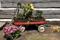 Child`s old toy red wagon Royalty Free Stock Photo