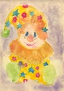 Child's painting of a clown Royalty Free Stock Photo