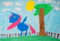 Child's painting - colorful horse