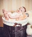 Child's portrait in a basket