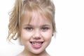 Child`s portrait with beautifyl smile.Kid`s face closeup.Caucasian happy toddler